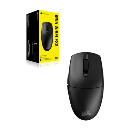 Corsair M55 Wireless Lightweight FPS Gaming Mouse – 2.4GHz & Bluetooth – 24,000 DPI – Long-Lasting Battery Life – Six Programmable Buttons – Textured Side Grips – Black