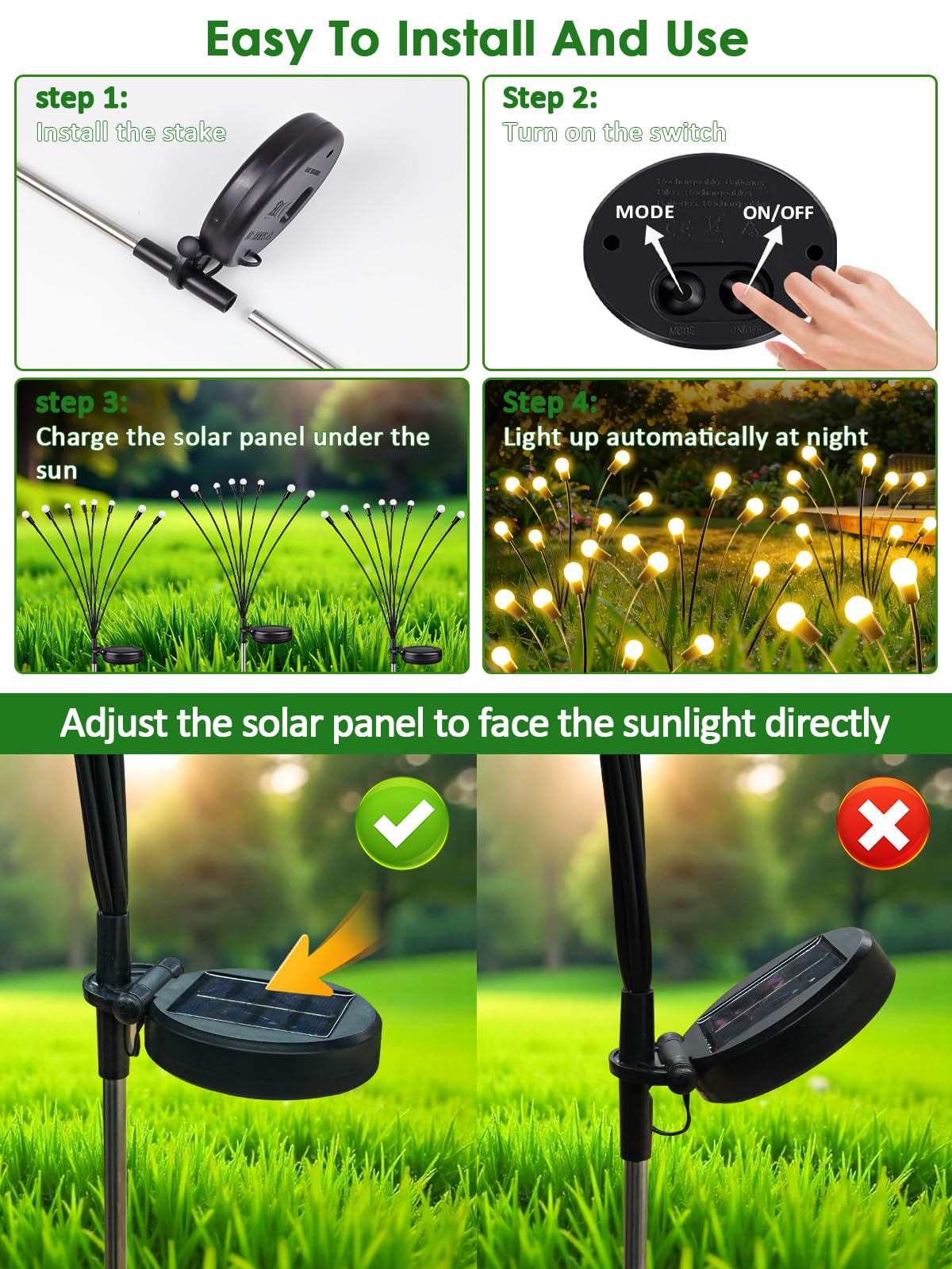 2026 Upgraded Solar Lights Outdoor, 6 Pack Solar Garden Lights with 2 Modes, Firefly Lights Outdoor Waterproof, Sway by Wind, Twinkle Firefly Light for Yard Patio Path Garden Decoration (Warm White)