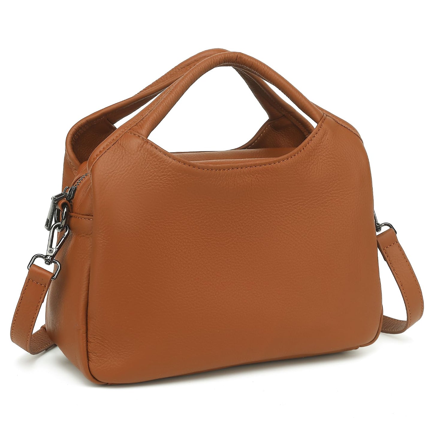 KOGTLA Genuine Leather Purses for Women with Detachable Satchel Strap, Ladies Handbags, Tote Hobo Bags Brown