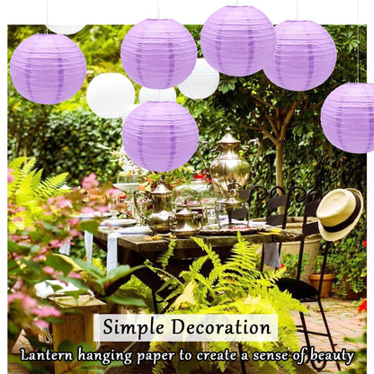 Ruidee 6Pcs Paper Lanterns Decorative Round Hanging Paper Lanterns for Birthday, Wedding, Christmas Xmas, Bridal, Home Decor, Party Decoration（12in/Purple）