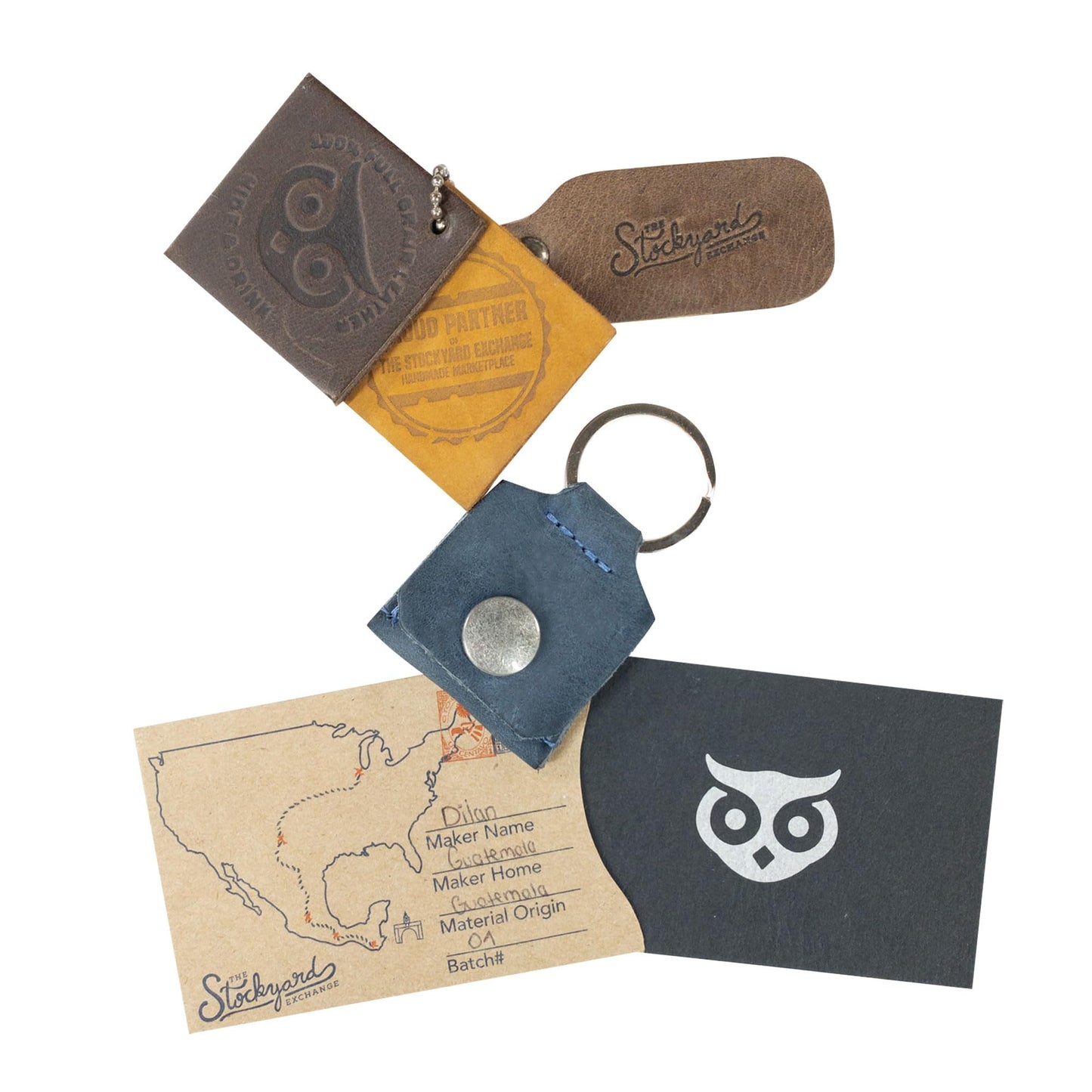 Rustic Leather Switch Cartridge Game Keychain/SD Card/Guitar Pick Holder Handmade by Hide & Drink (Slate Blue)