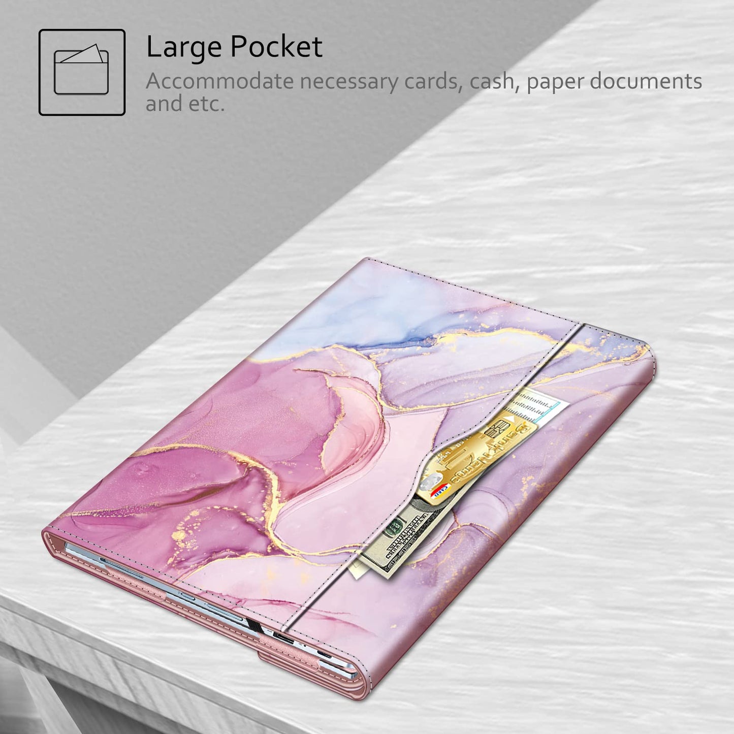 Fintie Sleeve Case for 14" ASUS Chromebook Flip C433TA / ASUS Chromebook C425 / Lenovo Yoga Slim 7 14IIL05 / Dell Latitude 7410 7420 - Premium PU Leather Portfolio Book Cover, Glittering Marble