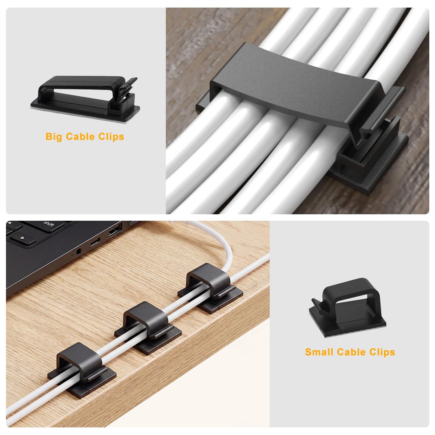 494 PCS Cable Management Kit - 4 Cable Sleeve Split, 2 Cable Organizer, 130 Adhesive Cable Clip, 6 Cable Holder, 2 Roll Cable Organizer Strap, 300 Cable Tie with 50 Mount, for Computer TV Under Desk