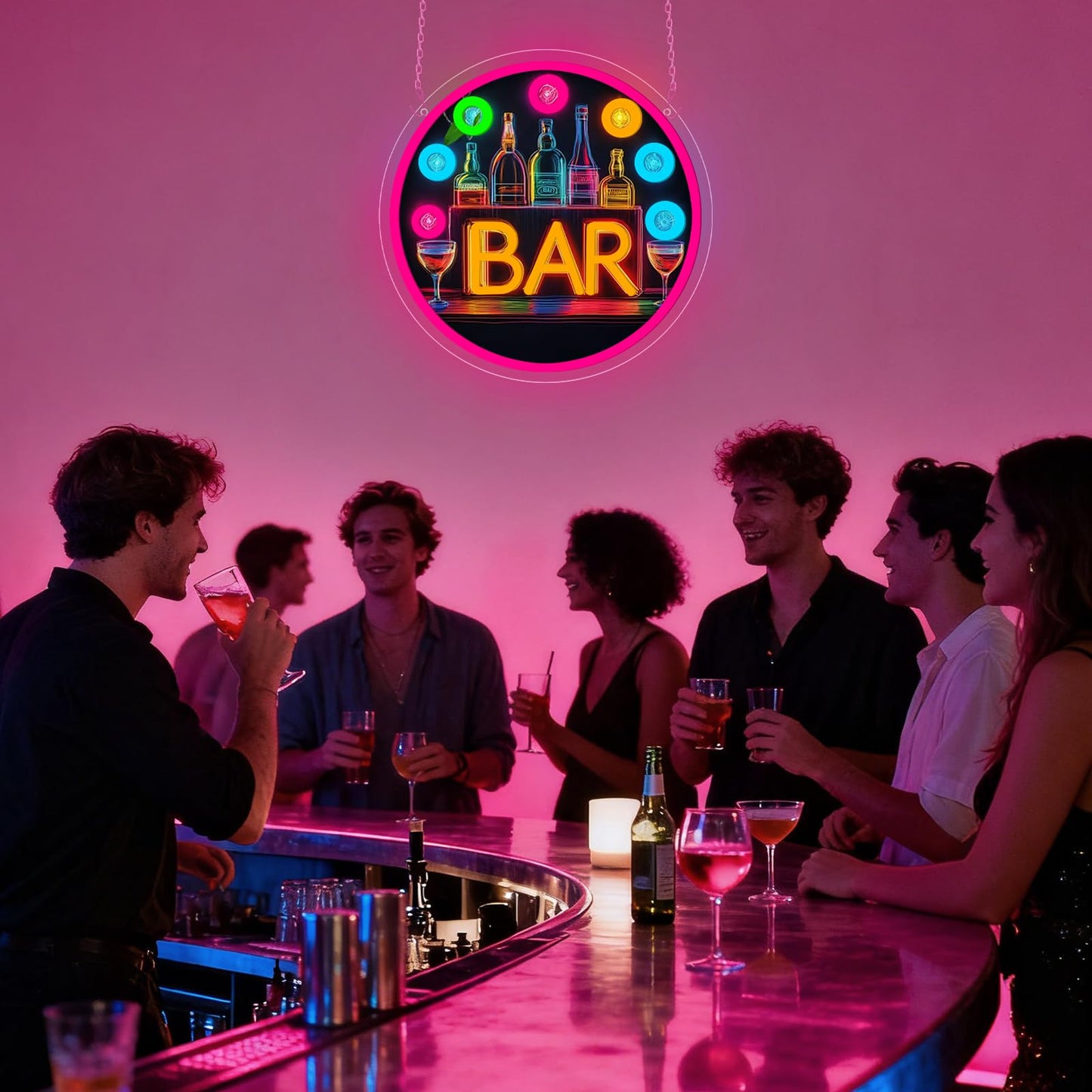 Neon Bar Signs for Home Bar, Bar Led Neon Sign for Man Cave Room Decor Pub Cocktails Party - Best Gifts for Husband, Father, Boyfriend, Whiskey and Beer Lover