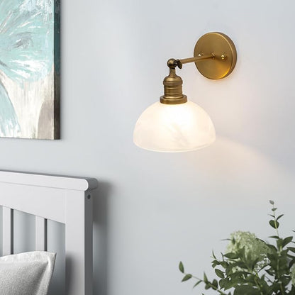 1-Light Vintage Wall Sconce Light with Milk White Glass Shade, Rustic Indoor Wall Mounted Lamp for Bedroom Vanity Bathroom Living Room Over Kitchen Sink