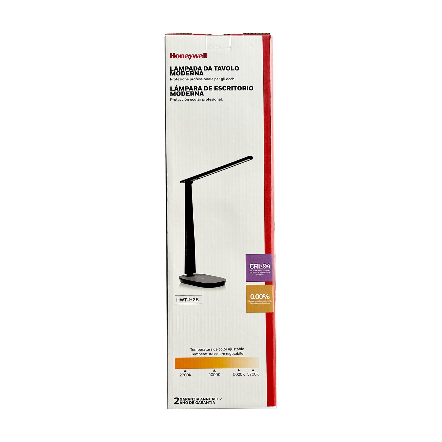 Honeywell LED Desk Lamp for Home Office, Eye-Caring Light with 4 Color Modes & Touch Control, USB A+C Charging Ports, Adjustable Rotating Head with Timer for Reading, Bedroom & Small Desks