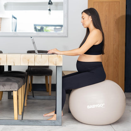BABYGO Birthing Ball - Pregnancy Yoga Labor & Exercise Ball & Book Set Trimester Targeting, Maternity Physio, Birth & Recovery Plan Included Anti Burst Eco Friendly