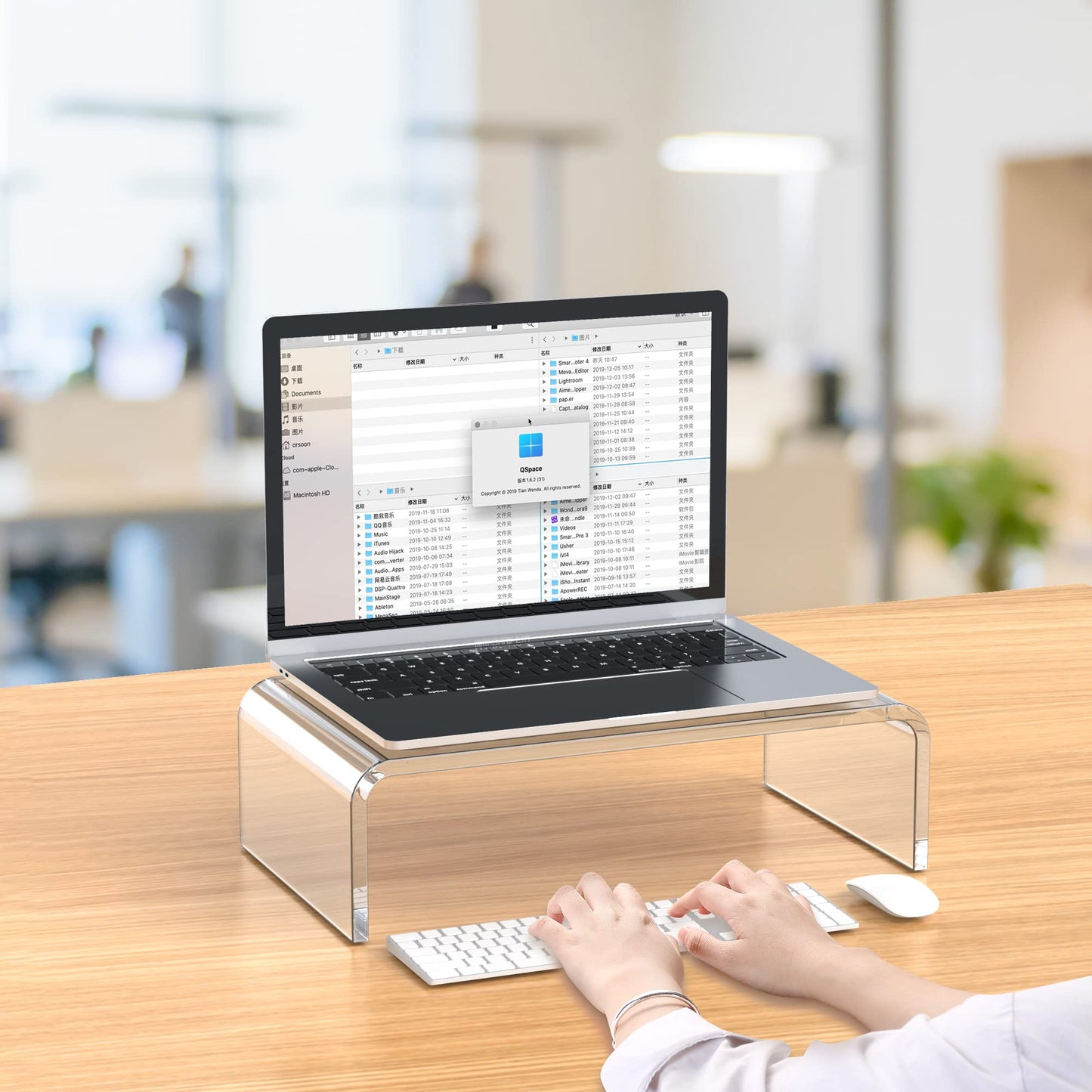 Beimu Acrylic Monitor Stand Riser Clear Laptop Stand for Desk Acrylic Monitor Riser for Desk Accessories Aesthetic Laptop Riser Clear Computer Stand White Office Supplies for Women Essentials
