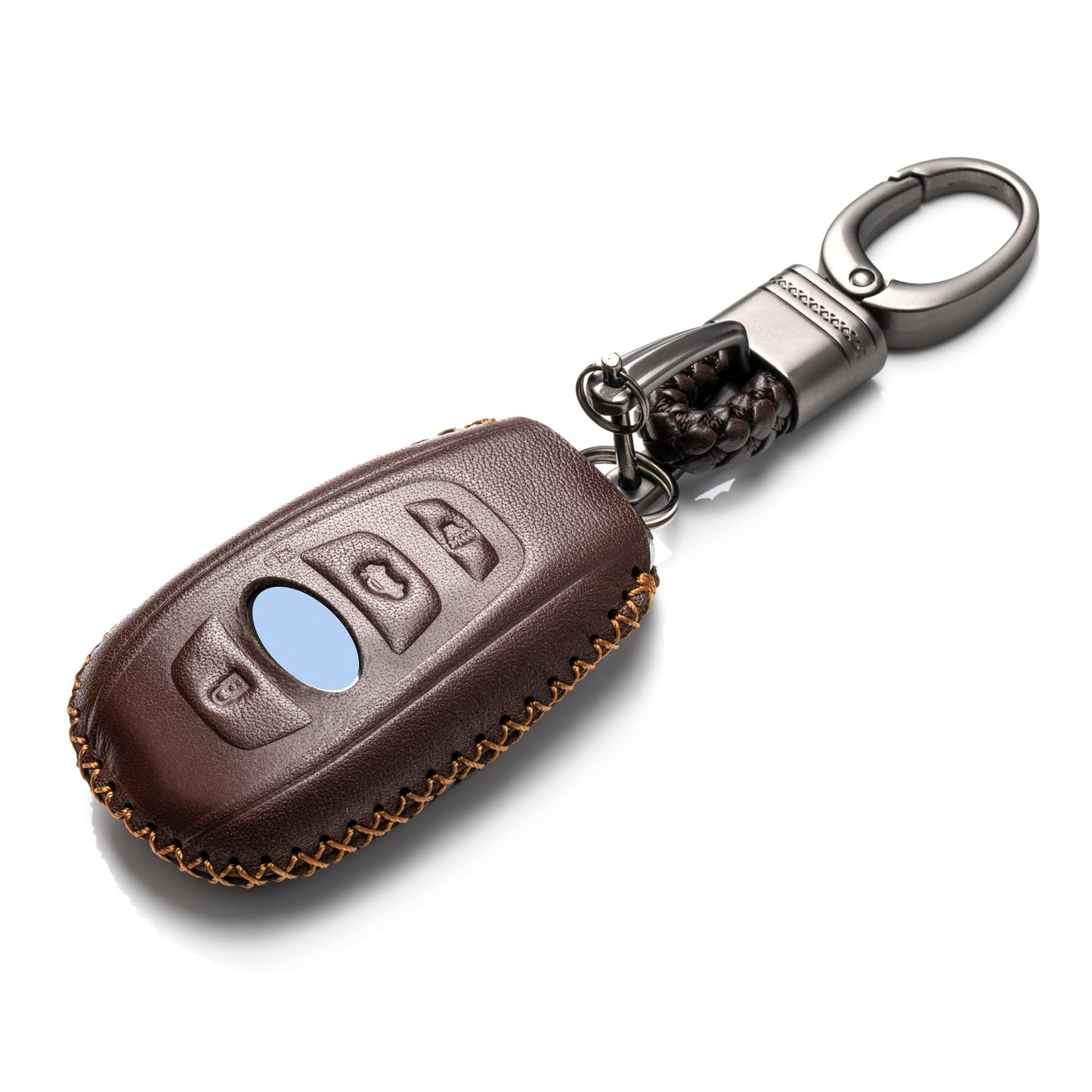 Vitodeco Leather Smart Key Fob Case Cover Compatible with Subaru Forester, Impreza, Outback, WRX, BRZ, XV Crosstrek, Ascent, Solterra (2014 - 2026 Models) - 4 Buttons, Brown