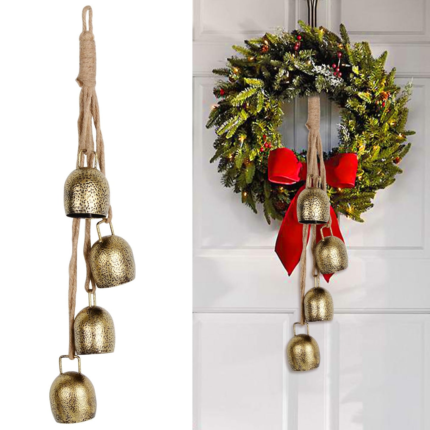 Handmade Chimes Handheld Cow Bell Christmas Decorations for Christmas Tree Garland Doors for Women Mom Gifts Gold Bells Ornaments Decorations