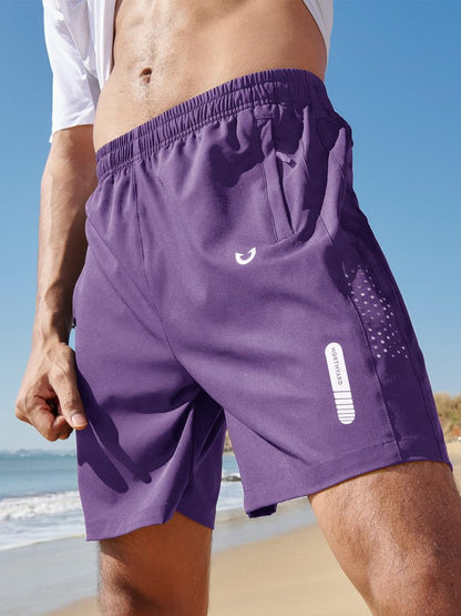 NORTHYARD Men's Athletic Running Shorts Gym Workout 7"/9"/5" Quick Dry Lightweight Sports Basketball Tennis 3 Zipper Pockets Purple M
