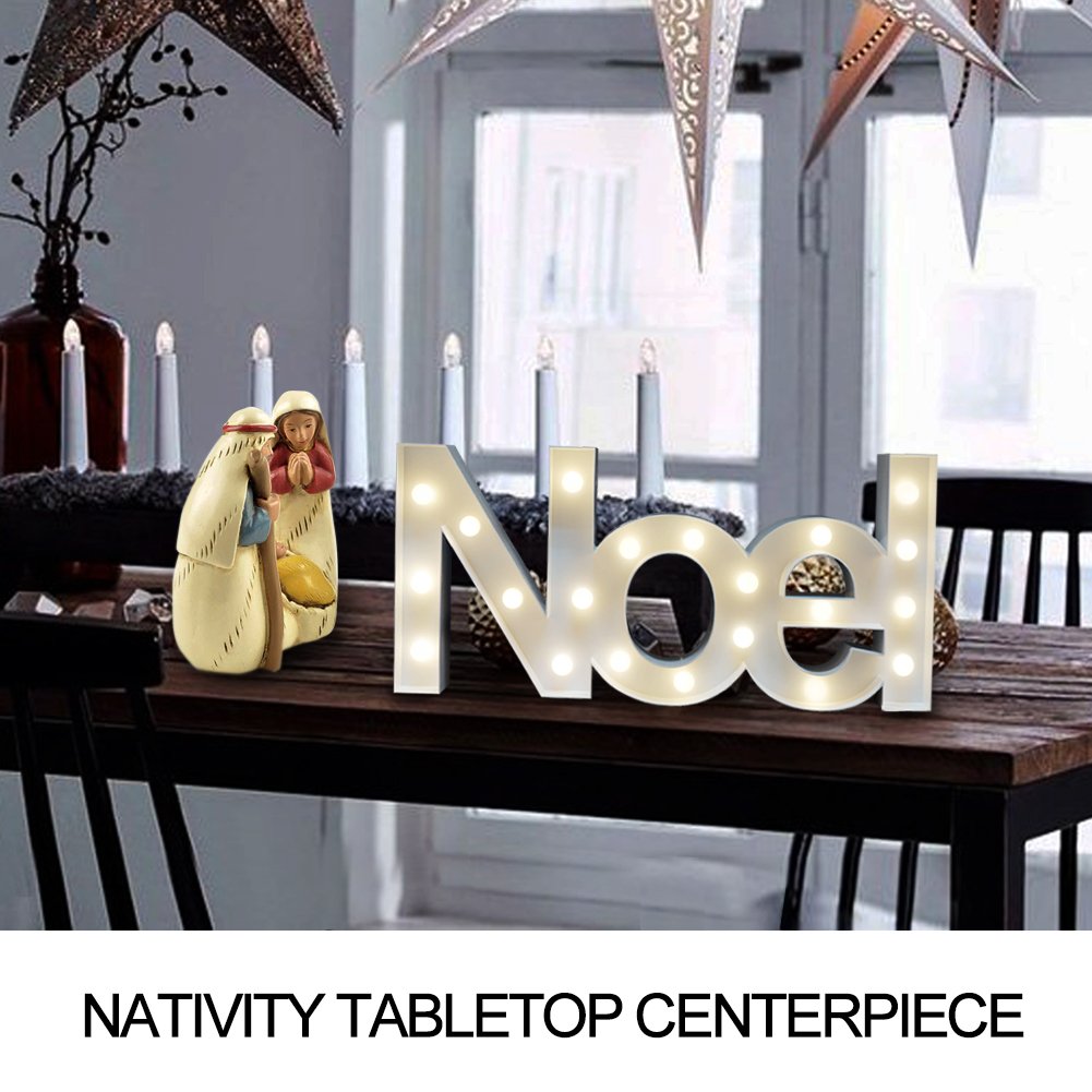 Bright Zeal 18" Large NOEL Sign Marquee Letters With Lights (White, 6hr Timer) - Christmas Wall Decor NOEL Letter Christmas Tabletop Decorations For Home - Light Up Tabletop Decorations