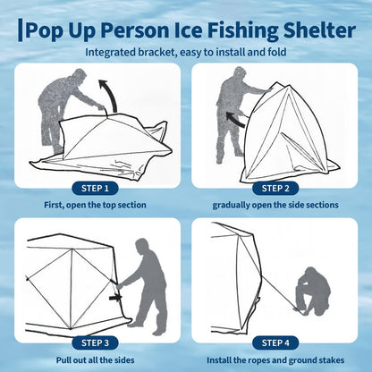 Garvee Pop Up Ice Fishing Shelter and Insulated Ice Fishing Tent with 49ft LED Light Strip, Windproof Portable Hub Design, Fits 3-4 People, 35 sq ft Fishable Area, Red+Black