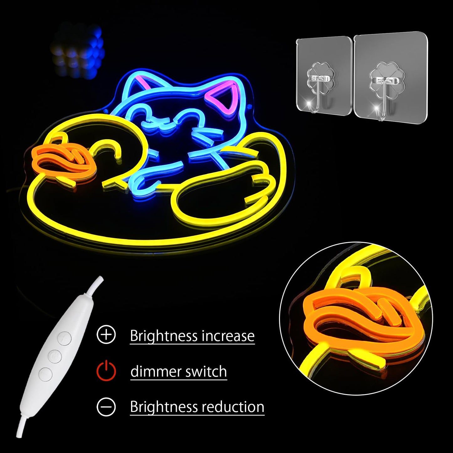 LULANMP Cat Neon Sign for Wall Decor Duck Neon Light Animal LED Neon Sign USB Powered LED Neon Light for Bedroom Zoo Pet Shop Cat House Decoration(13.5"*12.9")