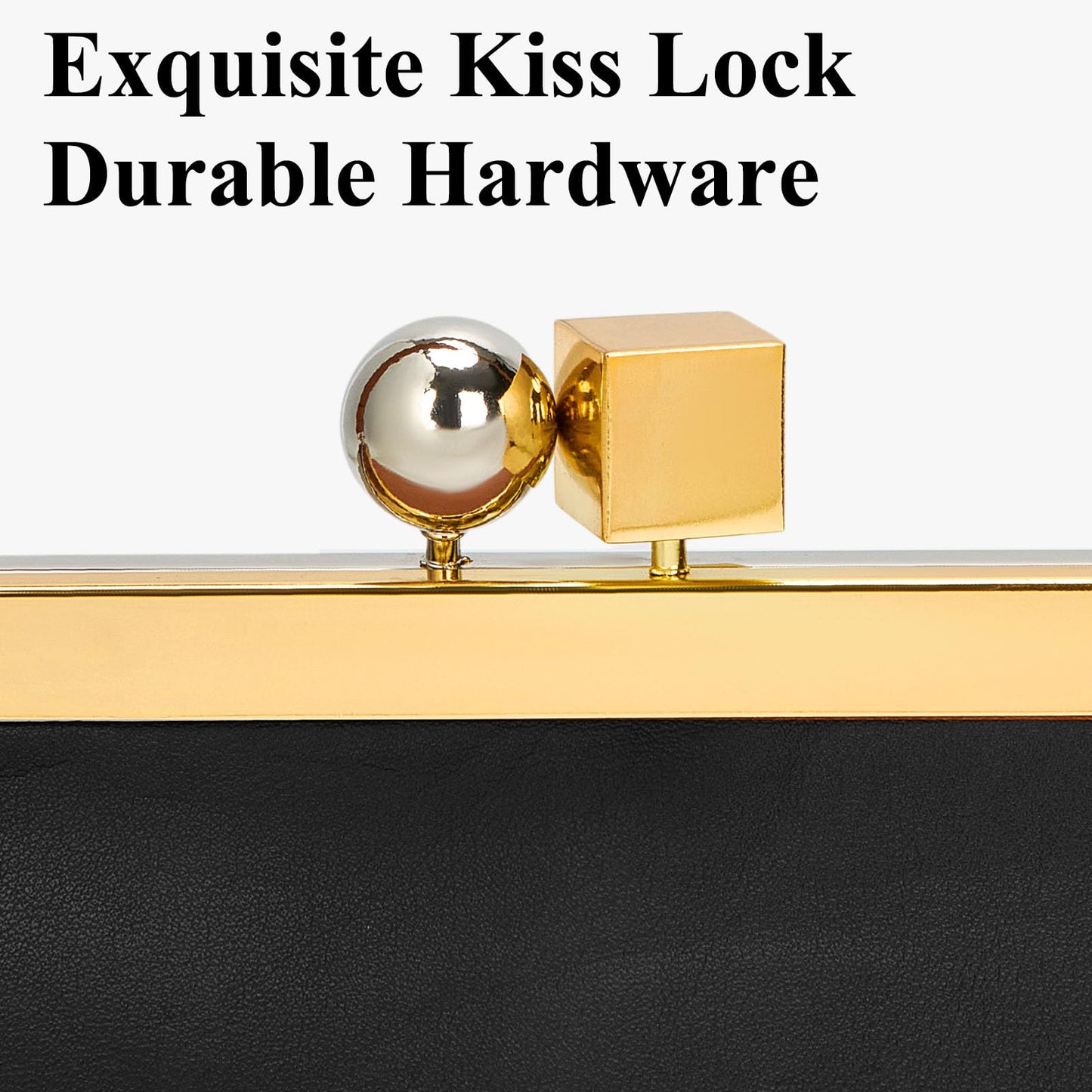 Kisslock Purse Shoulder Bag for Women Elegant Kiss Lock Handbag Evening Clutch Purses Spherical Metal Block Clip Bags