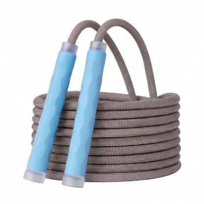 YUEDONG 8mm Thick Long Group Jump Rope 5 Meters Adjustable - Heavy Duty Nylon-Cotton Blend Collective Skipping Rope with 360° Ball Bearings, Wave Texture Full Silicone Anti-Slip Ergonomic Handles for School Team Activities Group Fitness (1, BLUE, 5M)