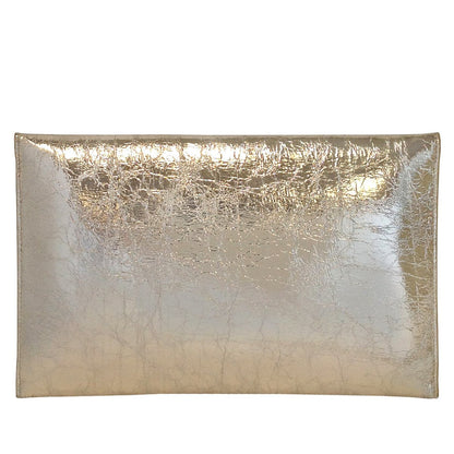 JNB Crushed Metallic Envelope Clutch – Slide & Tuck Closure,Evening Party Bag for Women, Gold