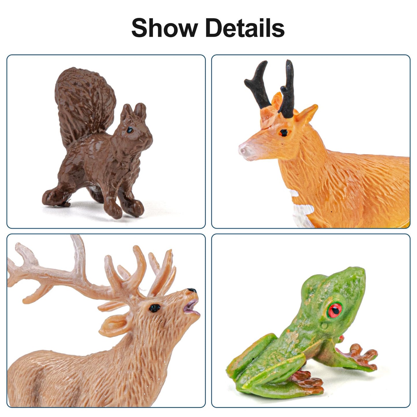 THINKBAY 16PCS Mini North American Forest Woodland Animals Figurines Toys, Realistic Jungle Wild Animal Figures with Wolf,Bear,Bison,Reindeer,Birthday Party Favors Valentine's Day Gifts for Kids
