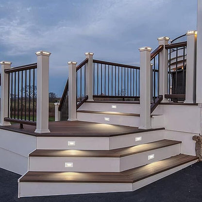 LEONLITE White 5CCT 120V LED Step Lights, 3.5W 150LM 5%-100% Dimmable Horizontal Stair Lights Indoor Outdoor Wet Location, CRI90+ & ETL, 2700K/3000K/3500K/4000K/5000K, Aluminum, Pack of 6