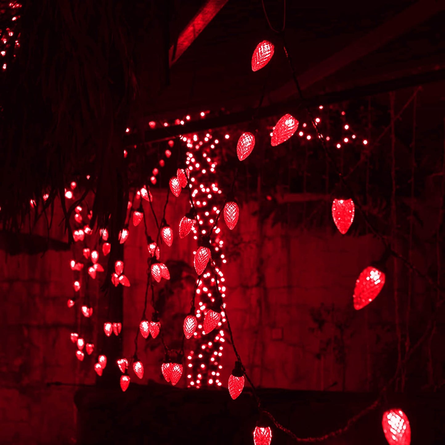 Dazzle Bright C9 Christmas String Lights, Waterproof Connectable Green Wire Fairy Lights, Christmas Lights for Indoor Outdoor Home Yard Xmas Tree House Decorations (Red, 100 LED)