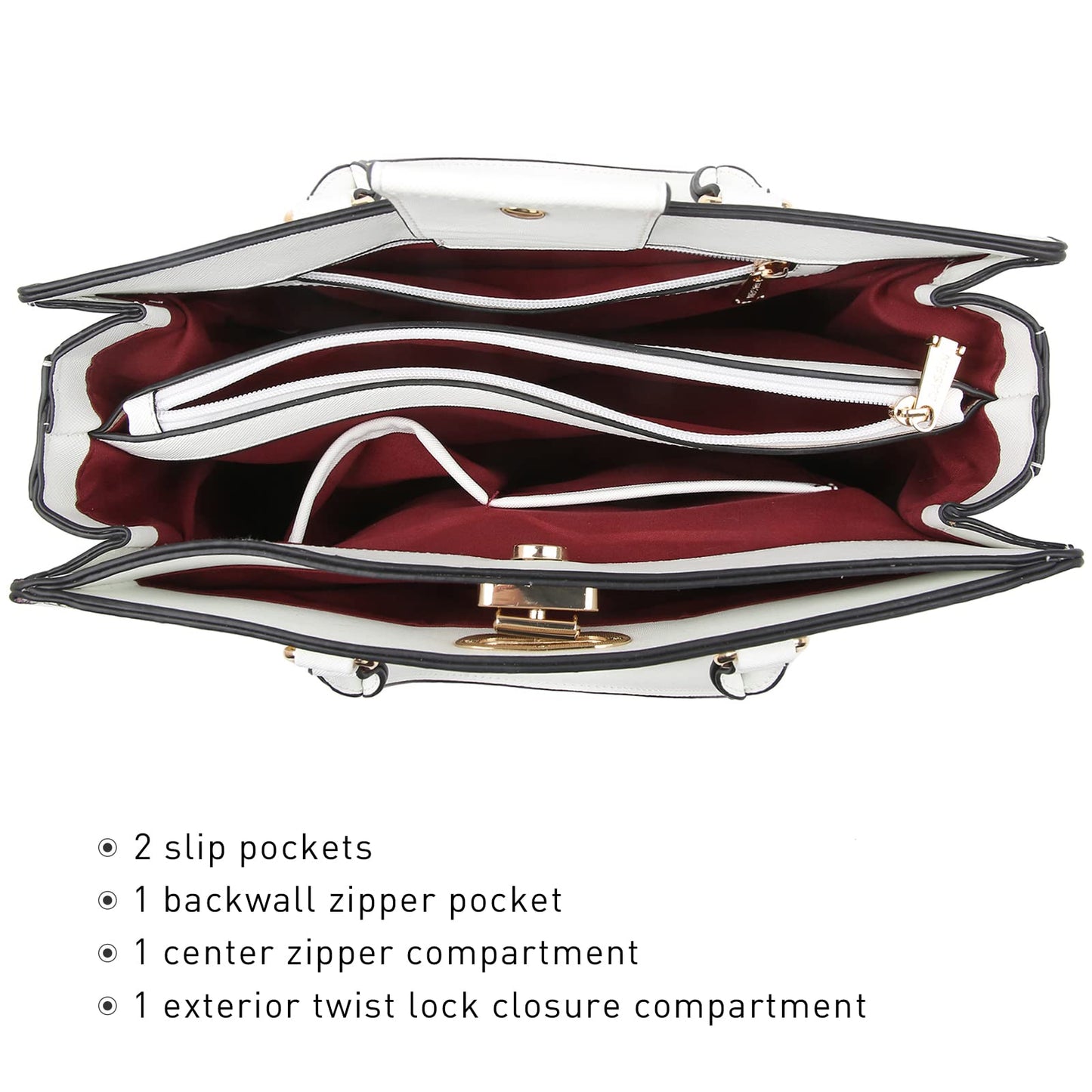 Dasein Women Handbags Purses Ladies Work Purse Satchel Tote Top Handle Shoulder Bags with Matching Clutch