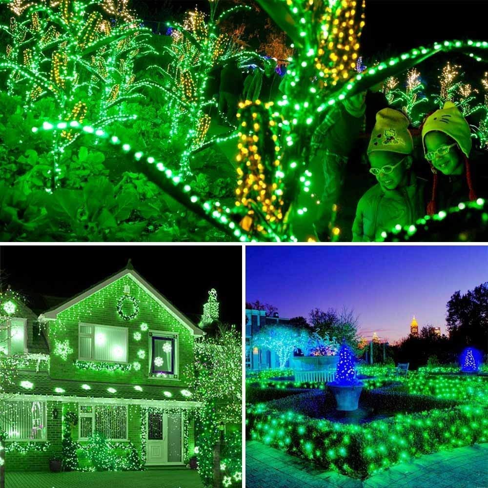 Solar Christmas Lights Outdoor, 33ft 100 LED Solar Fairy String Lights 8 Modes Waterproof Xmas Lights for Garden, Patio, Home, Party, Wedding, Holiday, Tree, Bush, Wreath, Outdoor Decor (Green)