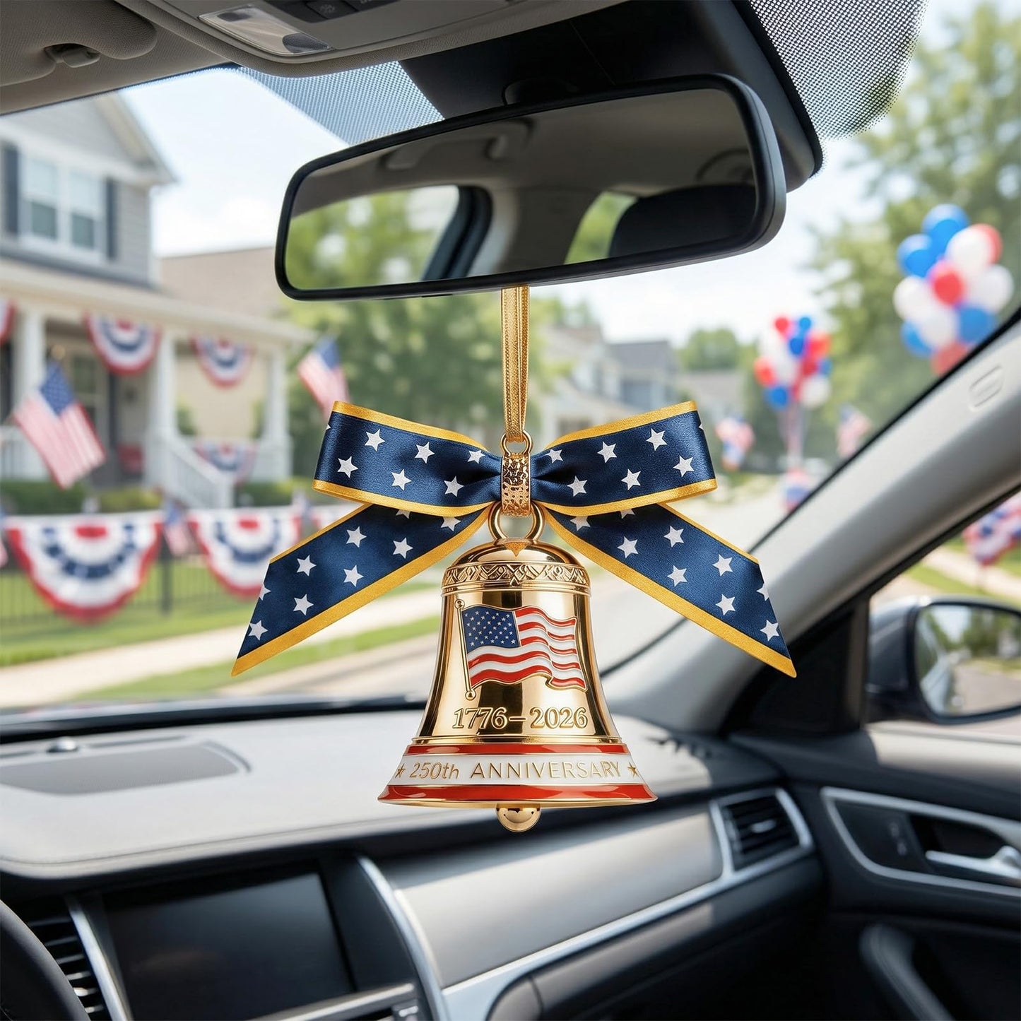 250 Anniversary USA Ornament for Fourth of July Decorations, 3D Metal 1776-2026 Liberty Bell Patriotic Ornaments Independence Day Decorations, 4th of July Gifts for Men Women