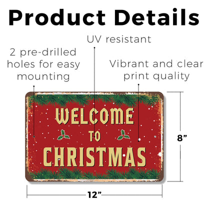 Welcome To Christmas (2 Pack) 8 Inch x 12 Inch Novelty Plastic Sign Cookies Cocoa Cheer Durable Weatherproof Perfect for Entryways Mantels Shops Fun Gift for Holiday Lovers Families Neighbors