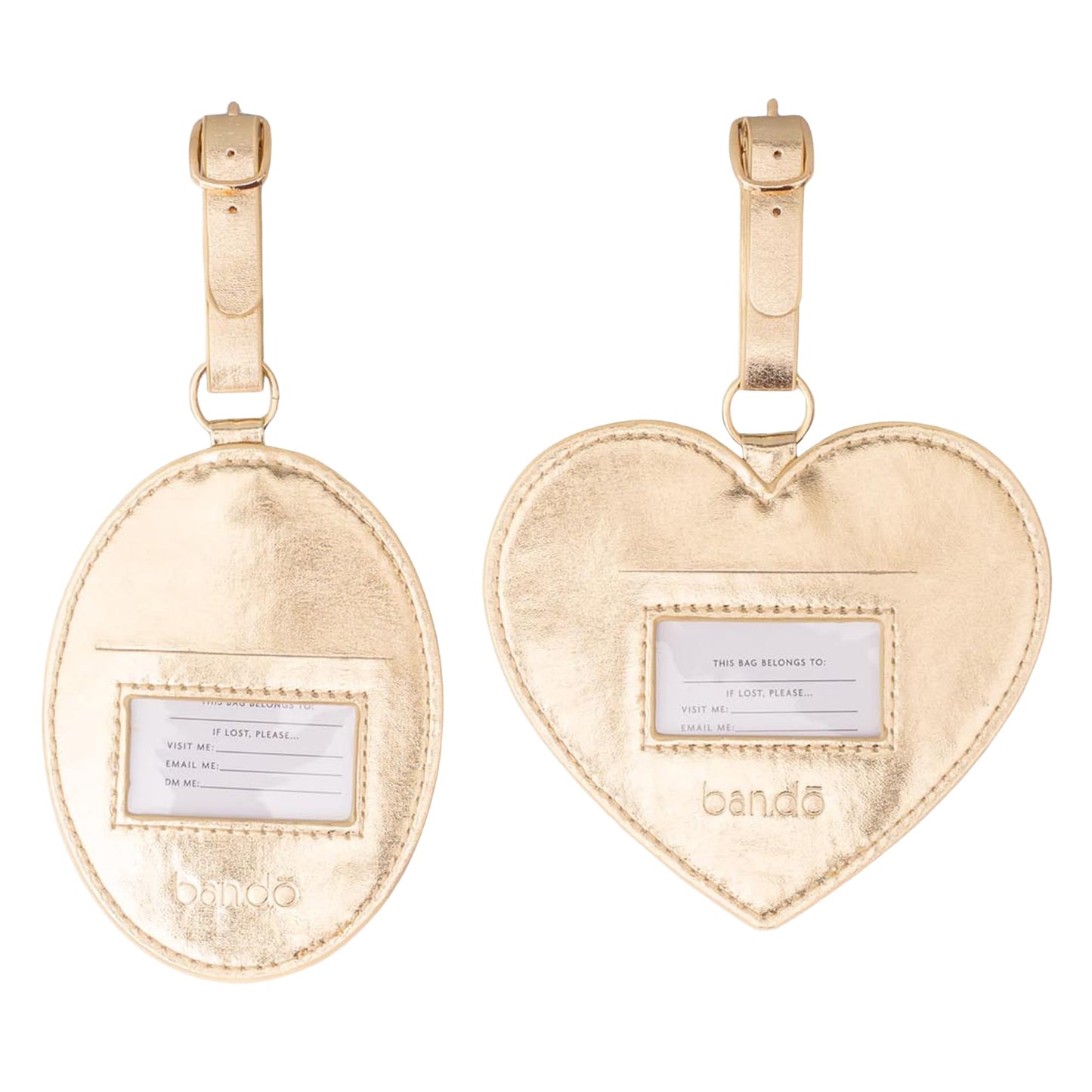 ban.do Getaway Suitcase Tag Set of 2 for Travel, Novelty Shaped Durable Vegan Leather Luggage Identifier (Lockets)