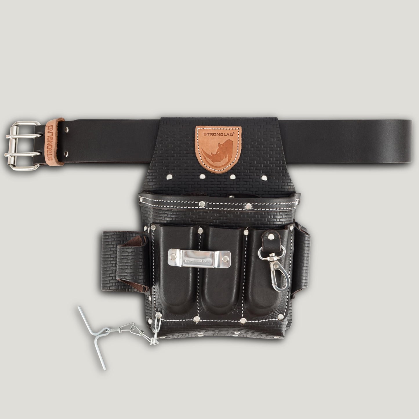 STRONGLAD Heavy-Duty Electricians Tool Belt – 13-Pocket Top-Grain Leather Pouch, Adjustable Fit 29–46" Durable Utility Belt for Electrical Work | Rugged Jobsite Organizer | Designed for Pros
