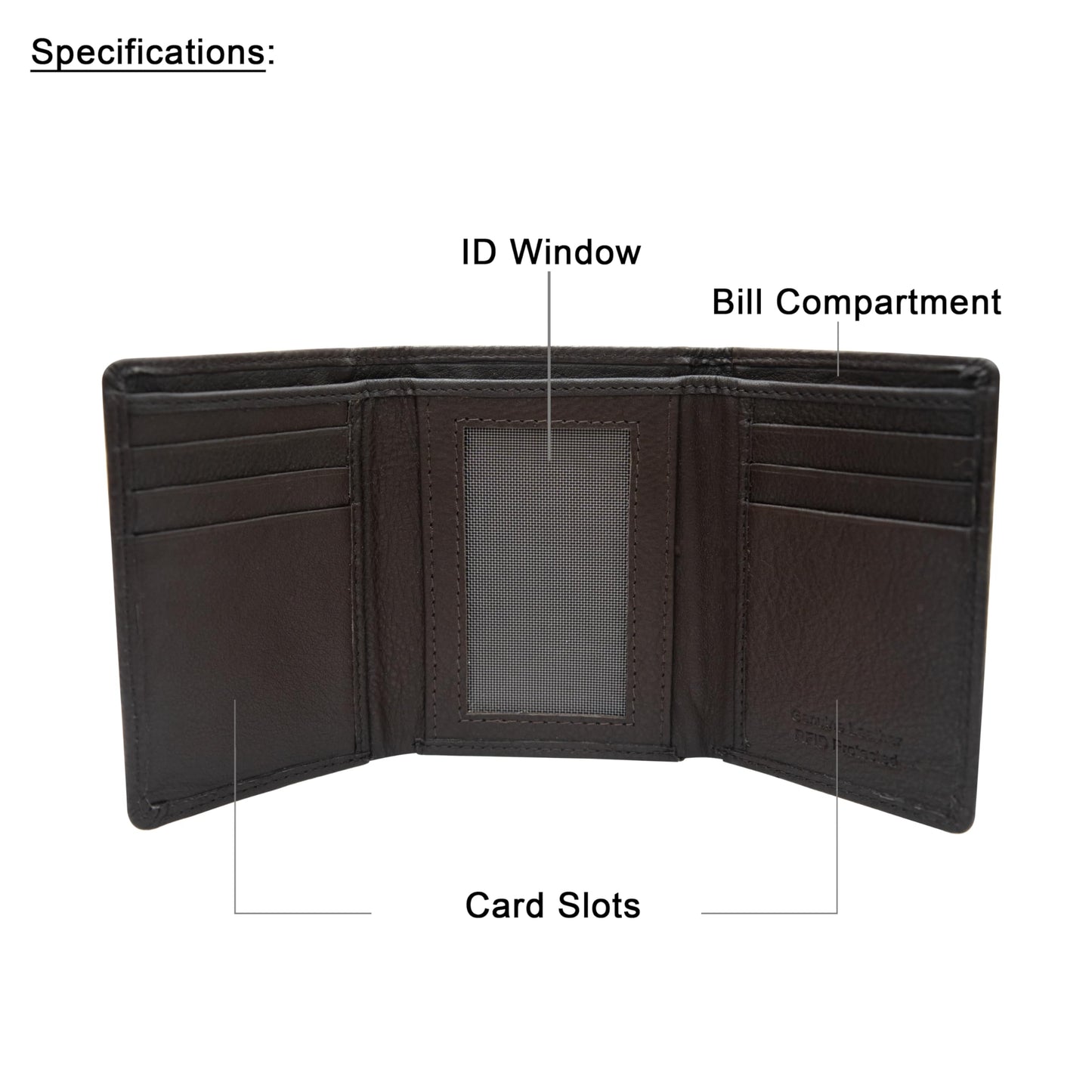 VANSI Genuine Leather Modern TriFold Design Wallet and Card Holder for Men (BROWN)