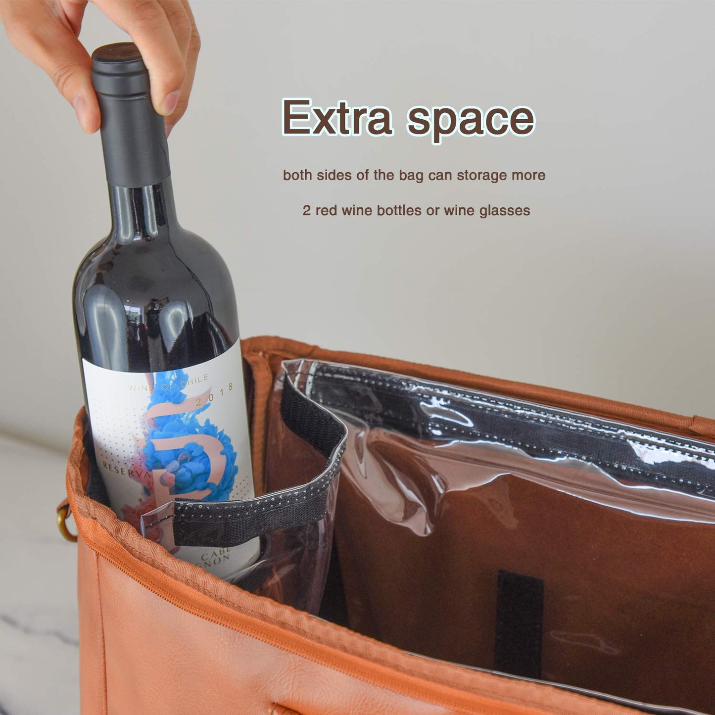 Freshore® 6 Wine Bottles Carrier Leather Bag - Insulated Cooler Travel Tote - Premium Large Portable Bottle Carrying, Waterproof Full Padding Wine Lovers Protection, Light Brown