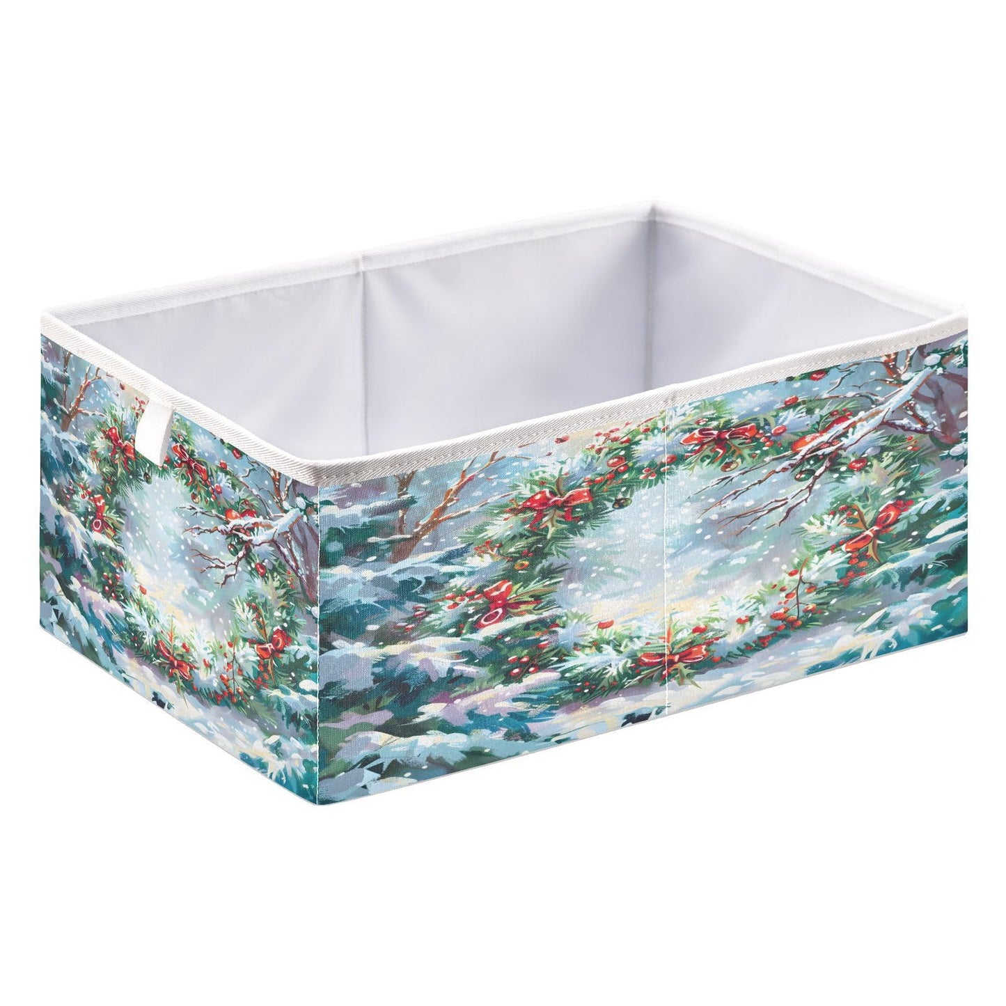 senya Large Storage Bins Beautiful Christmas Wreath Collapsible Foldable Storage Cubes Fabric Basket Closet Organizer Containers Box for Home Bedroom Office 15.7 x 10.6 x 6.9in