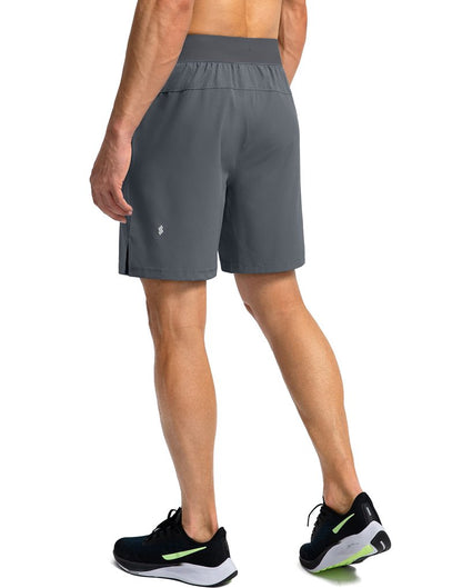 Soothfeel Men's Running Shorts with Zipper Pockets 7 Inch Lightweight Quick Dry Gym Athletic Workout Shorts for Men (Grey, M)