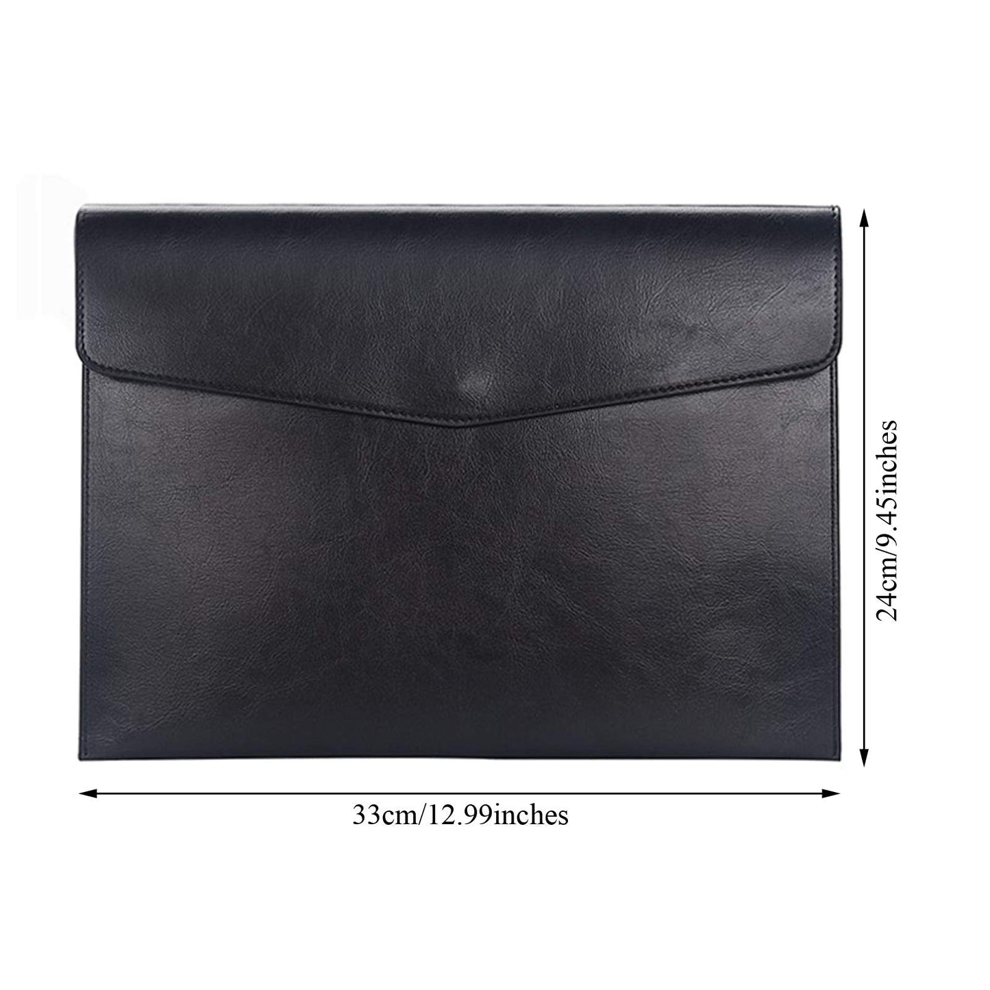Enyuwlcm PU Leather A4 File Folder Document Holder Envelope Folder Case with Snap Closure for Receipt Contract Black&Brown