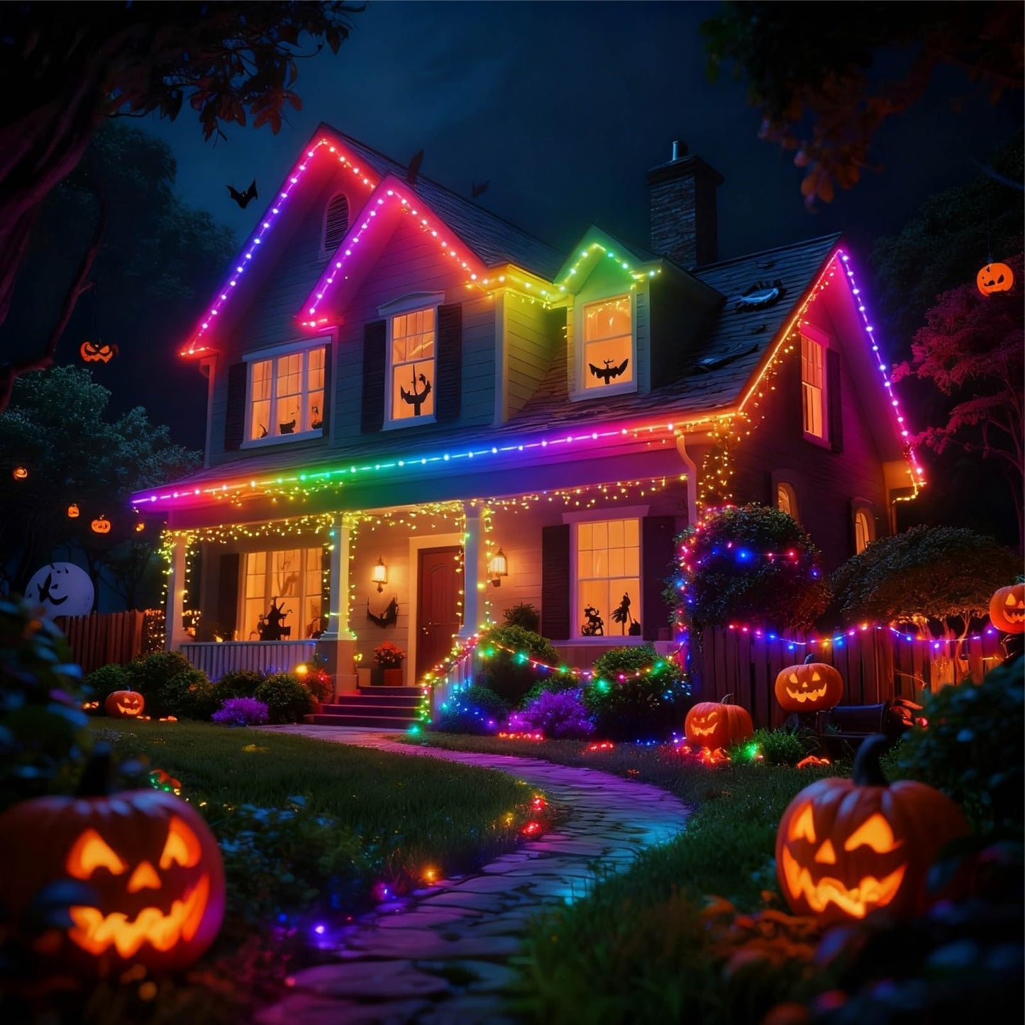 AI Smart Color Changing Fairy Lights, 32.8ft RGB+IC Offline Voice Control Light Twinkle No App/No WiFi Required,Dimmable Xmas Music Sync Lights for Kids Bedroom, Party, 7 Colors & 13 Lighting Modes