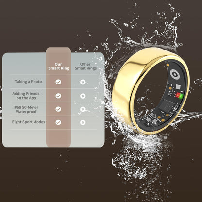 Smart Ring for Men Women with Black Charging Box, Bluetooth, Health Ring , IP68 Waterproof, Fitness Ring Tracks Heart Rate/Sleep/Steps/Sports Activities/Blood Oxygen,non-subscription app (Gold, 10)
