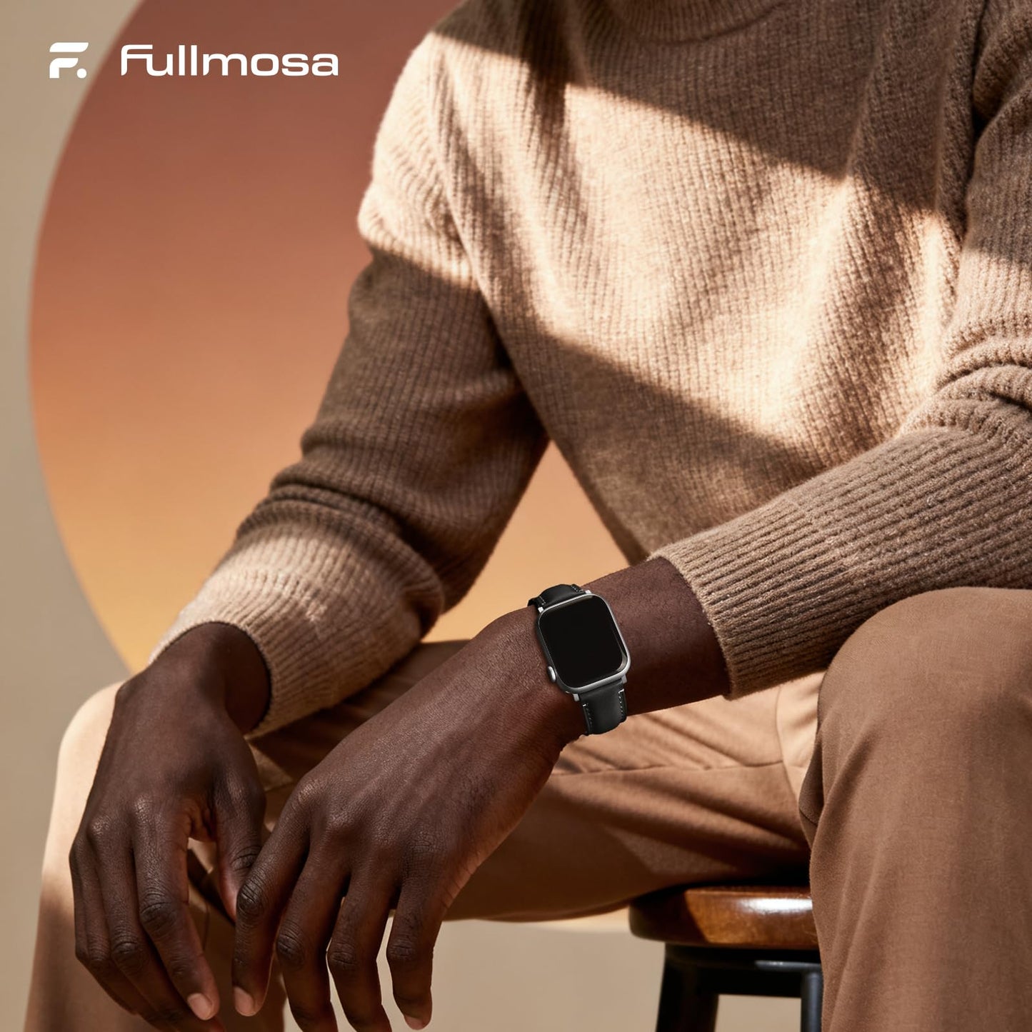 Fullmosa Leather Band Compatible with Apple Watch Bands 49mm 46mm 45mm 44mm 42mm,Top Grain Leather iWatch Straps for Apple Watch Ultra SE Series 11 10 9 8 7 6 5 4 3 2 1,Brown+Black/Black+Silver