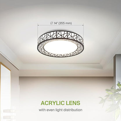 ASD 14 Inch LED Flush Mount Ceiling Light Fixture for Bedroom, 24W 1534LM 5CCT 2700K-5000K, Triac Dimmable Lights, Dining, Living Room, Kitchen Lamps, Modern Home Lighting Fixtures, Black, ETL, 4 Pack