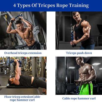 AWEFRANK Deluxe Tricep Rope Pull Down Cable, 27 & 36 Inch Rope Length, Easy to Grip & Non-Slip Cable Attachment for Gym Workout Exercise