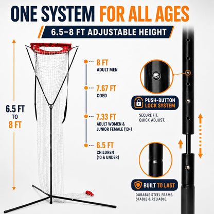 SCHENG-V Volleyball Setting Net, Setter Volleyball Training Net 7.5-11.5 FT Adjustable Height, 45°-180° Adjustable Angle, Stable Base for Indoor Outdoor Practice Equipment