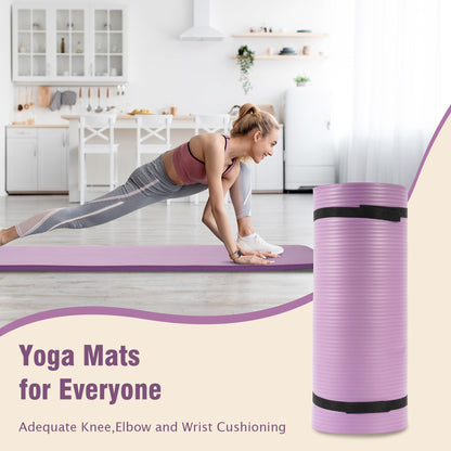 Yoga Mat 1-Inch Extra Thick High-Density Exercise Mat with Non-Slip Surface & Carry Strap for Men & Women Tear-Resistant Pilates Workout Mat for Home Gym, Floor Fitness, Taro Purple