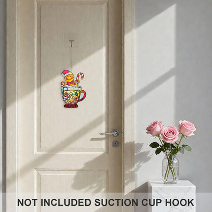 Gingerbread Man Ornament Acrylic Suncatcher Window Hanging Wall Decor for Indoor Outdoor Doors Home