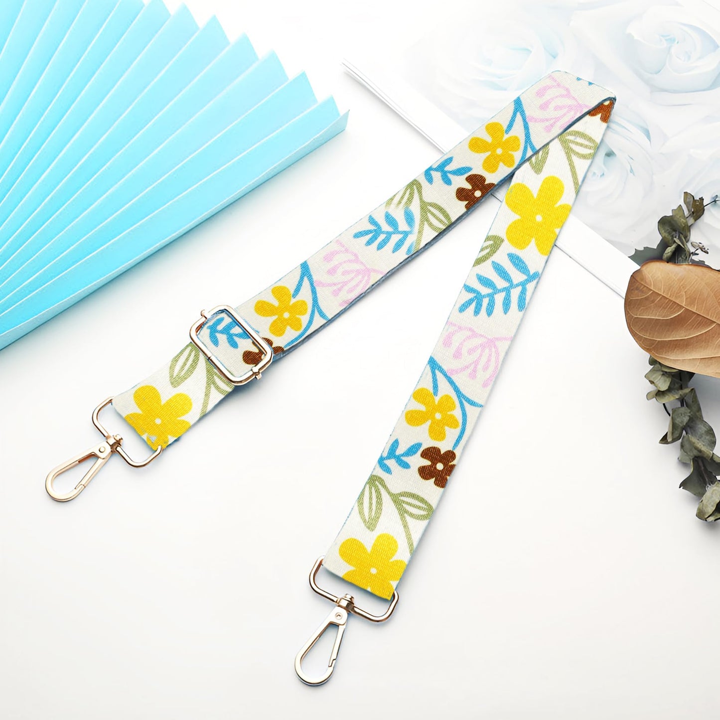 6 Pieces Purse Straps Replacement Crossbody Straps for Purses 1.5 Inches Purse Strap Purse Replacement Straps for Handbags Shoulder Strap (Flower Style)