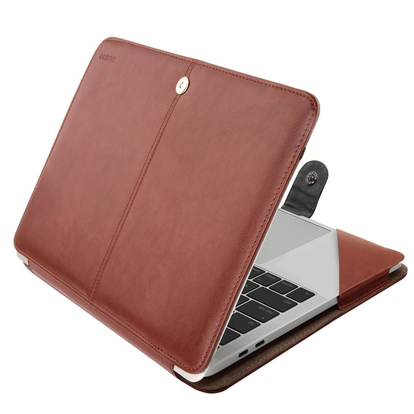 MOSISO Case Compatible with MacBook Air 13.6 inch M4 M3 M2 2025-2022 /Air 13 M1 2022-2018 /Pro 13 inch M2 M1 2025-2016, PU Leather Portfolio Protective Stand Cover, Brown