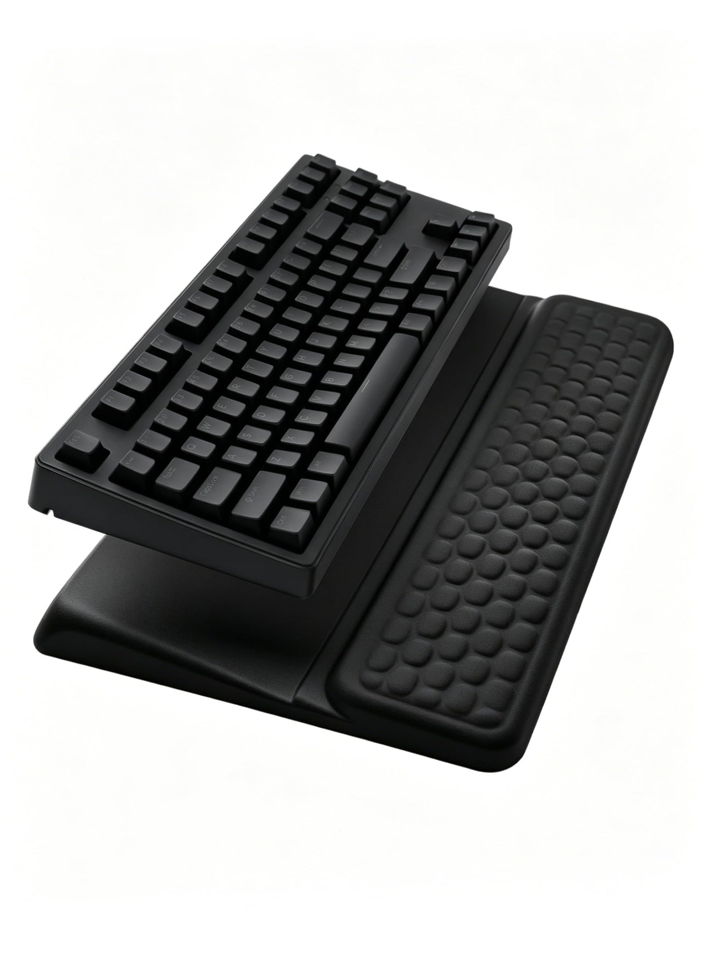 Computer Keyboard Stand Pad with Wrist Rest, Ergonomic Comfy Tilted Keyboard Stand Riser Holder Pad for Office Home (Black)