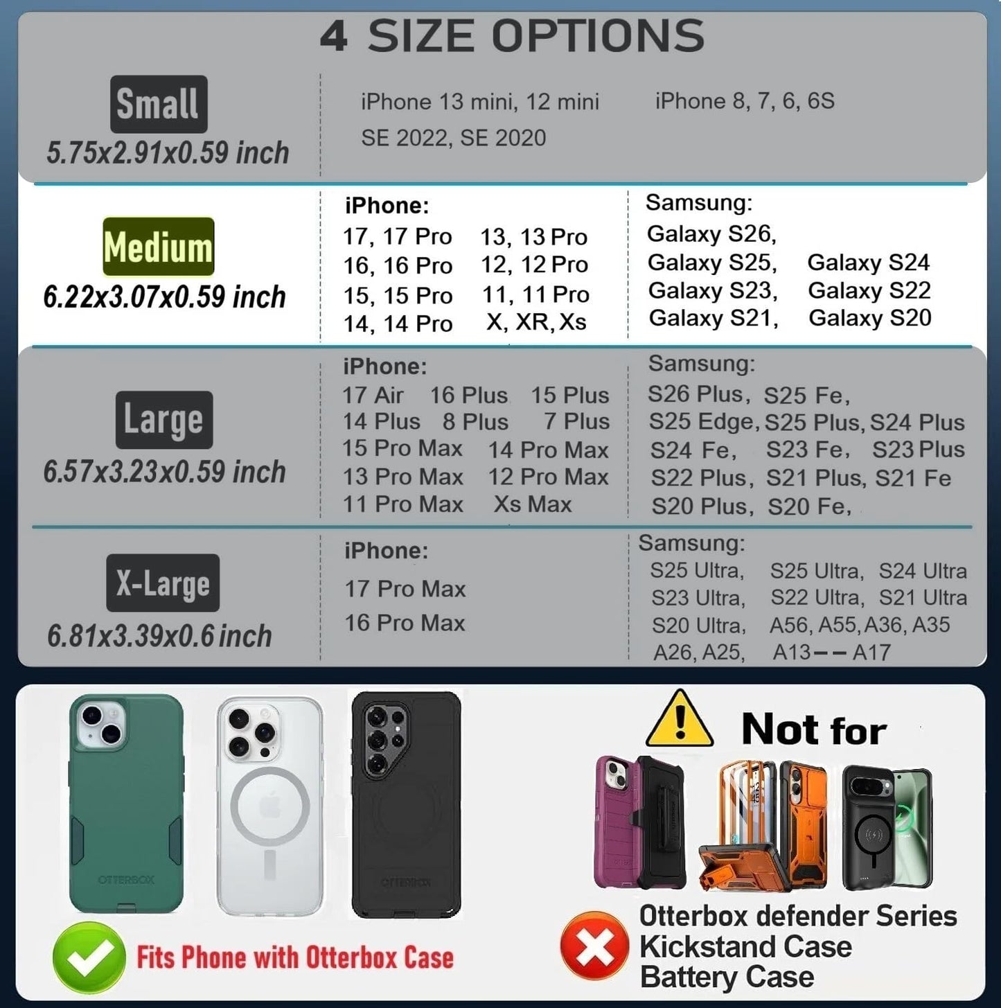 NUVAVO Holster for iPhone 17 16 15 14 13 12 11 Xs X XR/Pro Models, Cell Phone Belt Holder Case with Clip for Men, Heavy Duty Nylon Pouch (Fits Phone with Otterbox Cover on) Black
