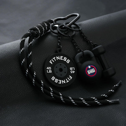 Locus Amoenus Gym Equipment Bag Charms DIY Soft Rubber Dumbbells Keychain for Fitness enthusiast Couple Backpack Jewelry Gift (Black)