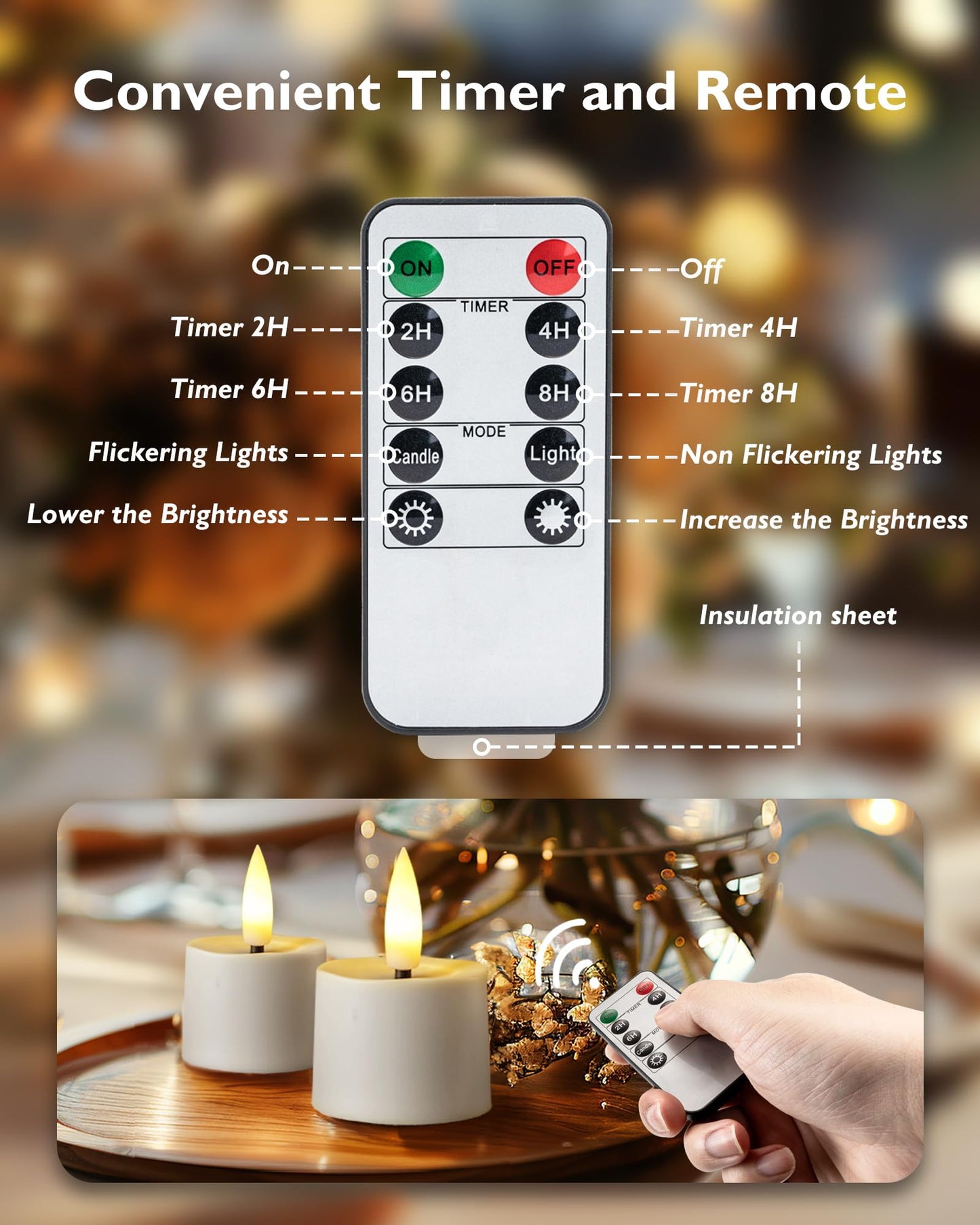 merrynights Remote Candles, 12Pcs Timer LED Votive Candle, Realistic 3D Flickering Flameless Tea Lights Candle Battery Operated with 2/4/6/8H Timer for Home Decor- White Base