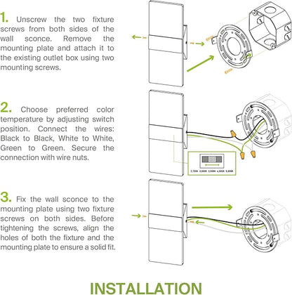 ASD 12 Inch LED Indoor Wall Sconce - Modern Interior 12W 2700K-5000K Adjustable Dimmable Wall Mounted Light Fixtures, Acrylic Glass Wall Lights for Stairway, Hallway - UL, Brushed Nickel